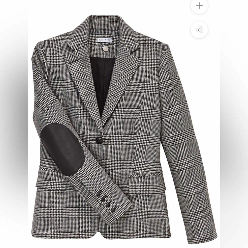 Alchemy Detroit blazer wool plaid with leather details